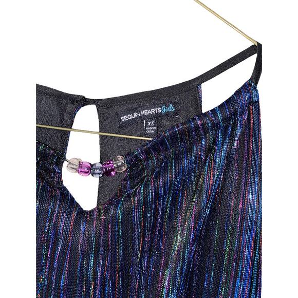 SEQUIN HEARTS Big Girls Pleated Metallic Jumpsuit Size XL - Picture 9 of 9